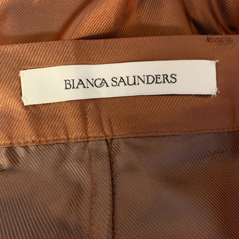 BIANCA SAUNDRES Size M Orange Metallic Viscose & Acetate Flat Front Dress Pants