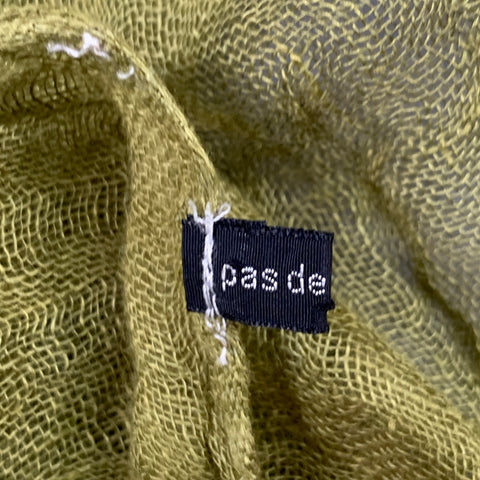 PAS de CALAIS Green Woven Linen Fringe Scarf