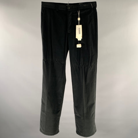ARMANI COLLEZIONI Size 32 Black Velvet Cotton Blend Straight Leg Dress Pants