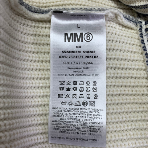 MAISON MARGIELA Size L Cream Grey Two Toned Acrylic Wool Zip Up Sweater
