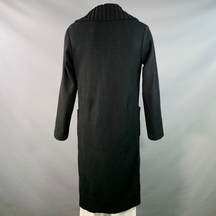 YOHJI YAMAMOTO Size XL Black Knit Wool Blend Long Coat
