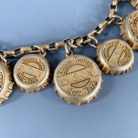 DKNY 1980s Gold Metal Bottle Caps Necklace