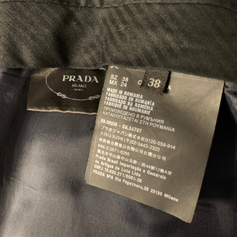 PRADA Size 2 Grey Navy Wool Blend Plaid Dress Pants