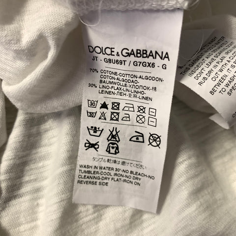 DOLCE & GABBANA Size S White Cream See Through Cotton Linen V Neck T shirt