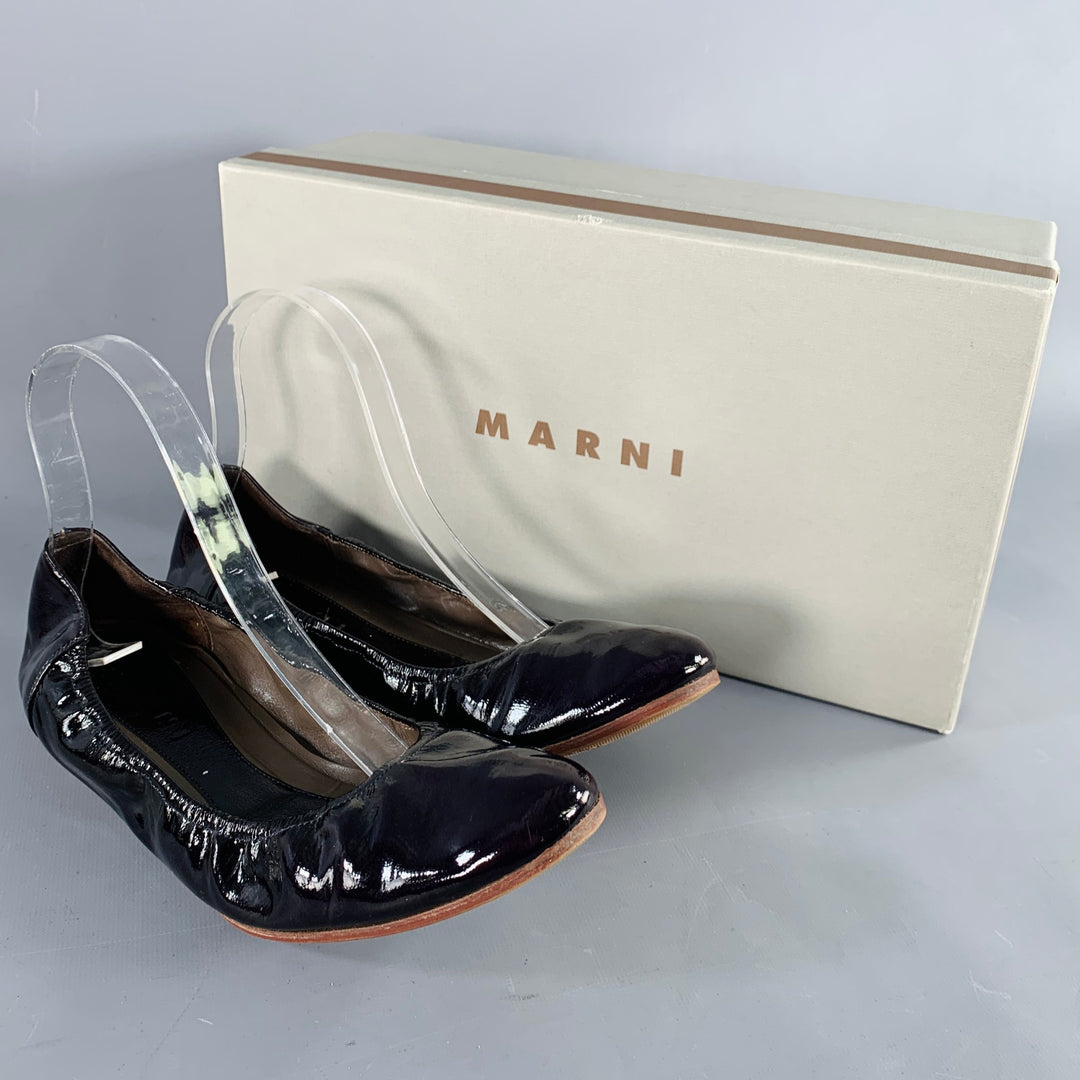 MARNI Size 9.5 Vernice Purple Patent Leather Ballet Flats