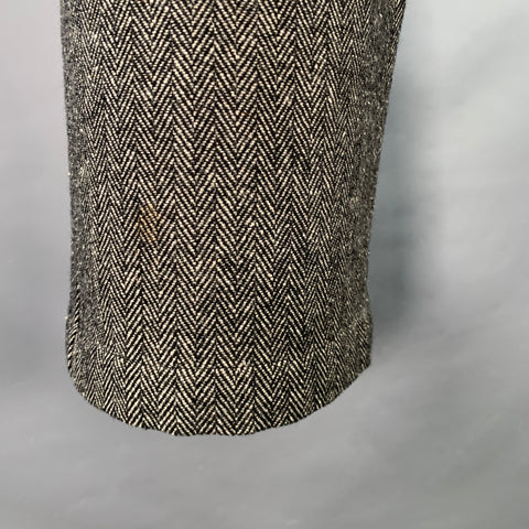 DAVID MAYER Size 30 Black Cream Herringbone Wool Blend Button Fly Casual Pants