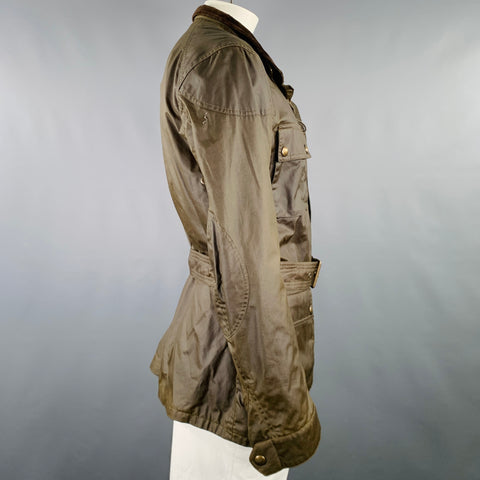 BELSTAFF Size 44 -Trialmaster- Olive Waxed Cotton Belted Jacket