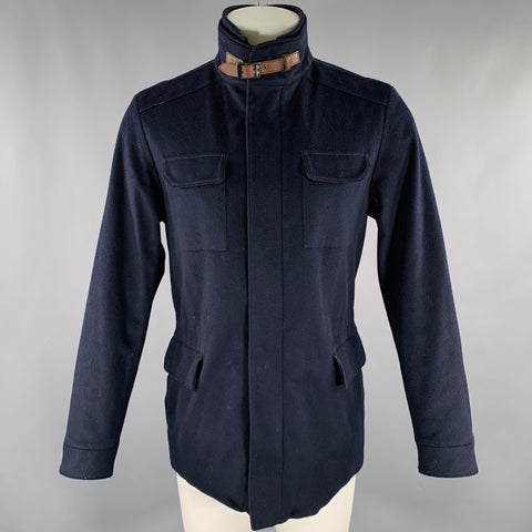 LORO PIANA Size M -Traveller- Navy Cashmere Blend Zip Up Jacket