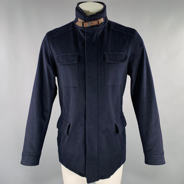LORO PIANA Size M -Traveller- Navy Cashmere Blend Zip Up Jacket