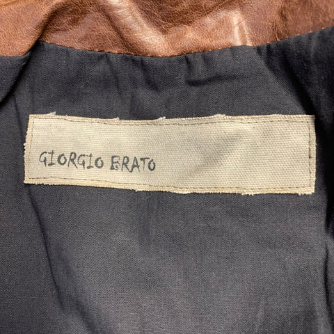GIORGIO BRATO Size 42 Brown Leather Worker Jacket