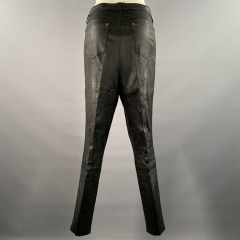 LAFAYETTE 148 Size 10 Black Leather Lambskin Pants