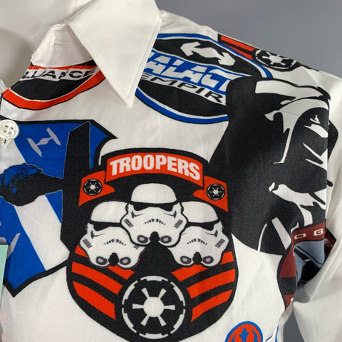 COMME des GARCONS SHIRT Size M Star Wars White Multi Color Print Cotton Long Sleeve Shirt