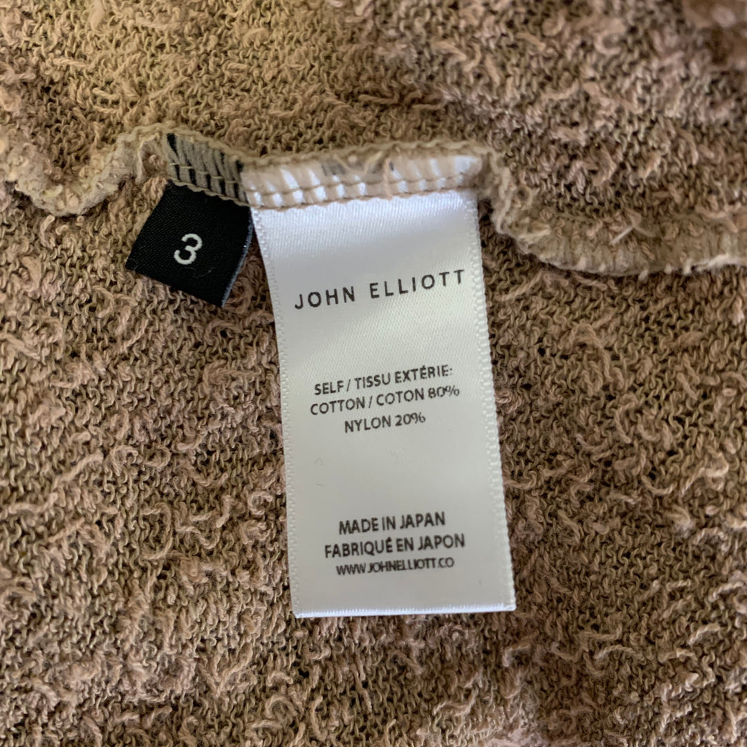JOHN ELLIOTT Size L Camel Textured Cotton Nylon Boat Neck Pullover
