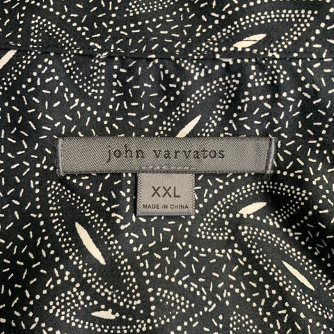 JOHN VARVATOS Size XXL Black White Abstract Cotton Short Sleeve Shirt