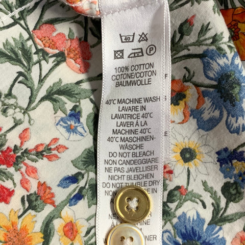 PAUL SMITH Size M White Multi Color Floral Cotton Long Sleeve Shirt