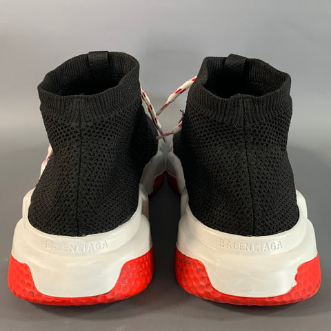 BALENCIAGA Black White Red Mesh Runner Sneakers