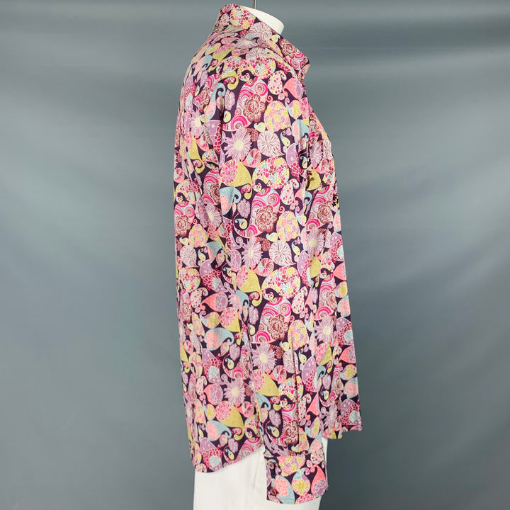 ROBERT GRAHAM Taille XL Chemise à manches longues en coton imprimé multicolore violet