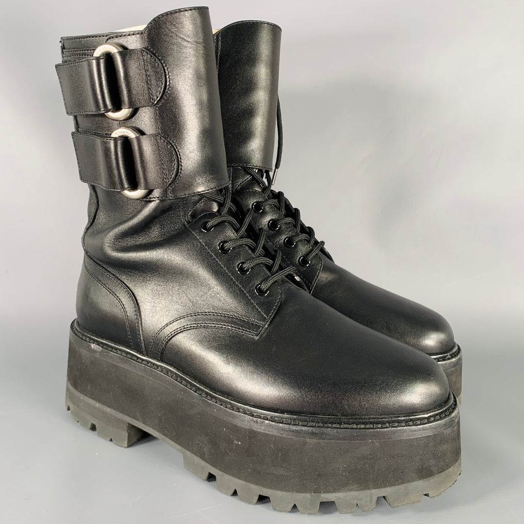 CELINE Size 8 SS23 -Bulky Maxx- Black Leather Platform Boots