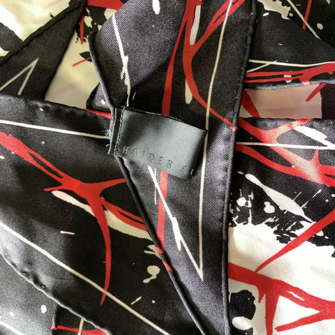 HAIDER ACKERMANN Black Red & White Splatter Silk Scarves