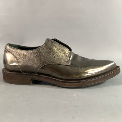 BRUNELLO CUCINELLI Size 10 Silver Leather Beaded Slip On Flats