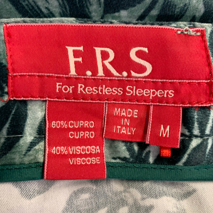 F.R.S. Size M Green Brown Cupro Graphic Pajama Pantsuit