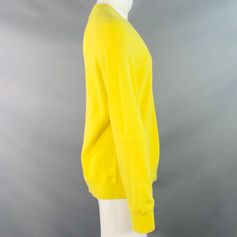 THEORY Size M Yellow Viscose Blend Knit Crew Neck Pullover