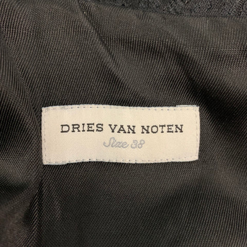 DRIES VAN NOTEN Taille 6 Haut de robe jacquard en laine mélangée noire à col rond