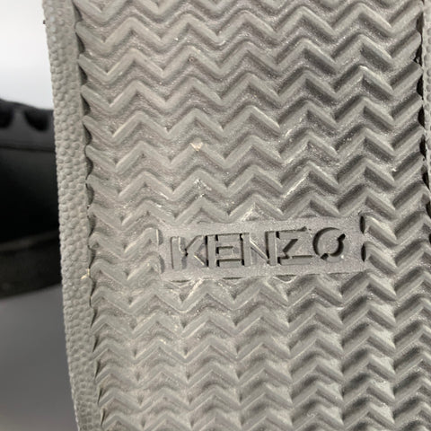 KENZO Size 10 Black Crackled Leather Low Top Sneakers