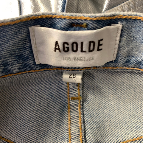AGOLDE Size 28 Silver Metallic Denim Button Fly Jeans