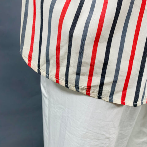 TURNBULL & ASSER Vintage Size L White Blue Red Stripe Cotton Long Sleeve Shirt