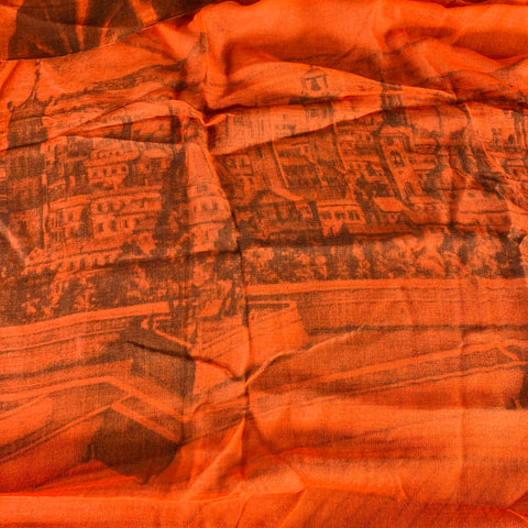 ZAZZI Brown Orange Old City Print Modal Blend Scarf