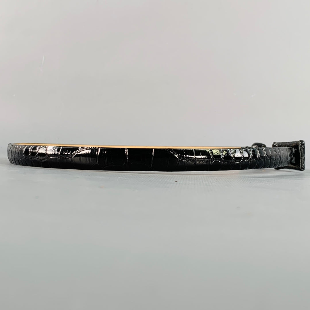WCM NEW YORK Size S Black Alligator Leather Skinny Belt