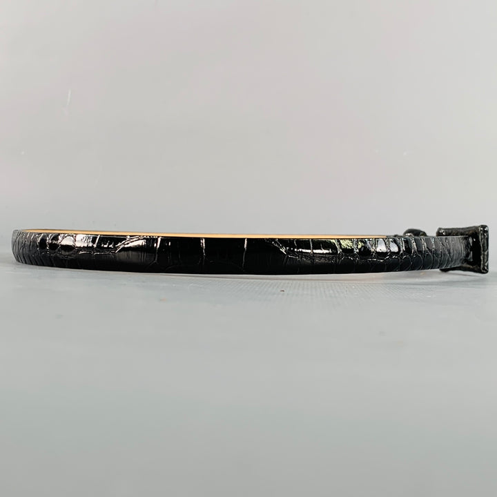 WCM NEW YORK Size S Black Alligator Leather Skinny Belt