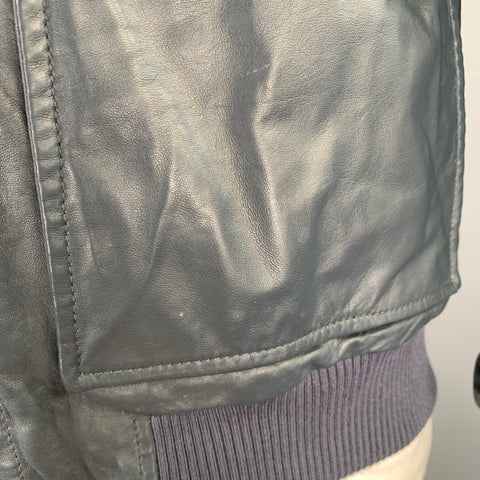 PORSCHE DESIGN Size L Grey Charcoal Leather Reversible Jacket