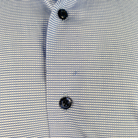 DAVID DONAHUE Size M Blue White Checkered Cotton Trim Fit Long Sleeve Shirt