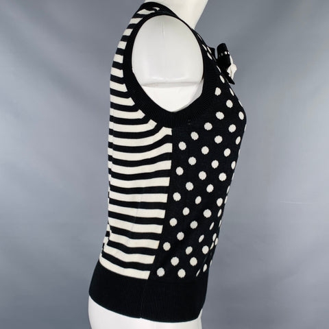 MARC JACOBS Size S Black White Cotton Blend Polka Dot Vest
