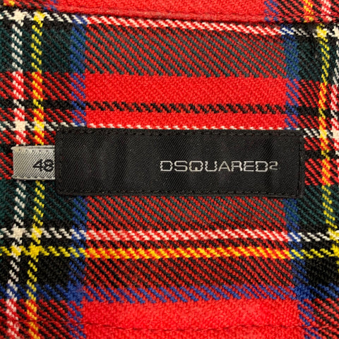 Chemise à manches longues boutonnée en laine à carreaux multicolores rouges DSQUARED2 Taille 38