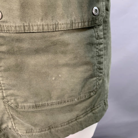 PRANA Size M Green Olive Hooded Faux Shearling Zip Snaps Coat