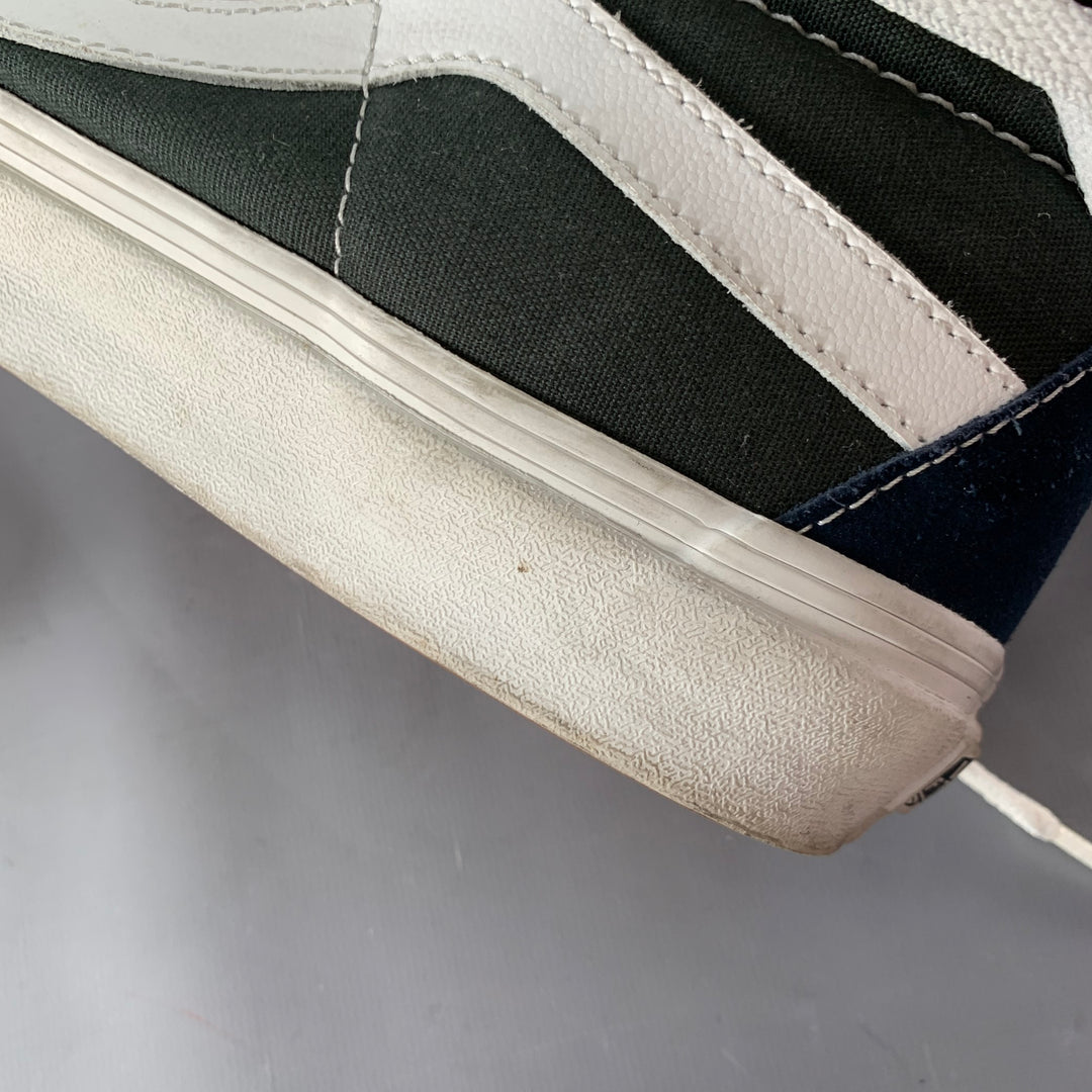 VANS Size 10 Sk8-Hi Green Navy Color Block Canvas High Top Sneakers