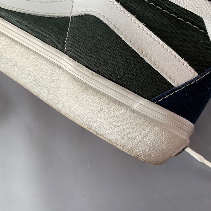 VANS Size 10 Sk8-Hi Green Navy Color Block Canvas High Top Sneakers