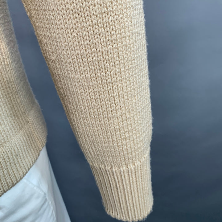 GRP Size L Beige Knit Merino Wool Turtleneck Sweater