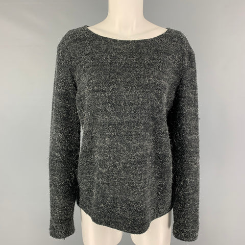 LOES HINSE Taille L Gris Argent Métallique Pull Col Bateau