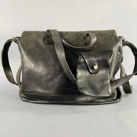 JOHNNY FARAH Black Leather Crossbody Messenger Bag