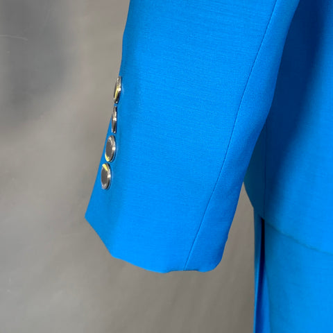 BURBERRY SS23 Size 34 Blue Wool Peak Lapel Double Breasted Suit