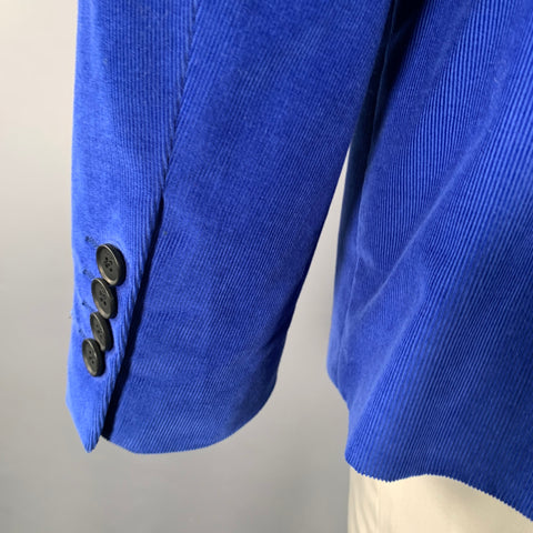 PAUL SMITH Size 42 Blue Corduroy Cotton Notch Lapel Sport Coat