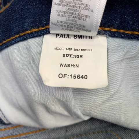 PS by PAUL SMITH Size 32 Blue Contrast Stitch Cotton Blend Straight Jeans