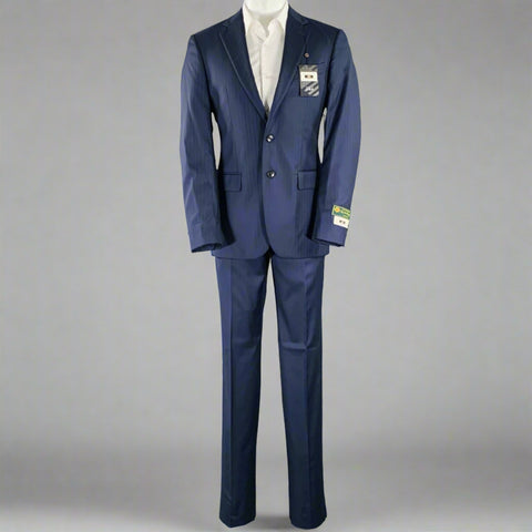 Costume Joseph Abboud en laine à rayures fines, bleu marine, simple boutonnage, tour de poitrine 40
