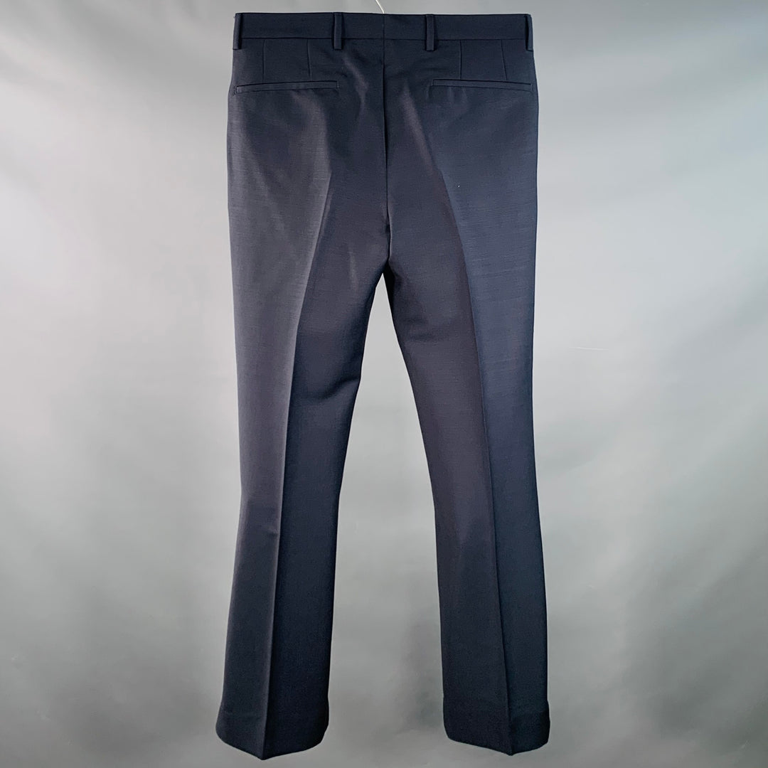 DRIES VAN NOTEN Size 28 Navy Mohair Wool Flat Front Dress Pants