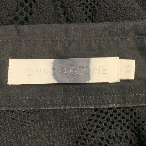ANNE FONTAINE Size XL Prisme Black Polyamide Blend Mesh Button Up Blouse