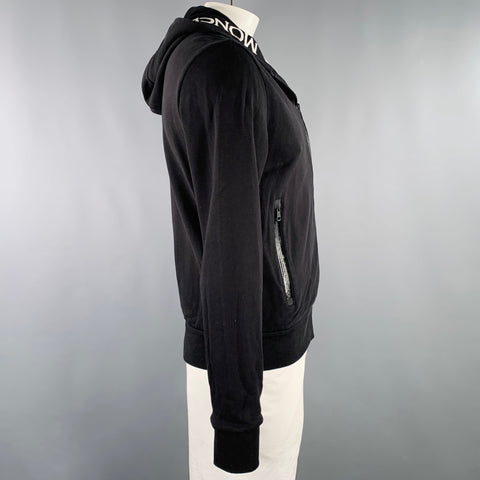 MONCLER Size L Black Cotton Hoodie Jacket